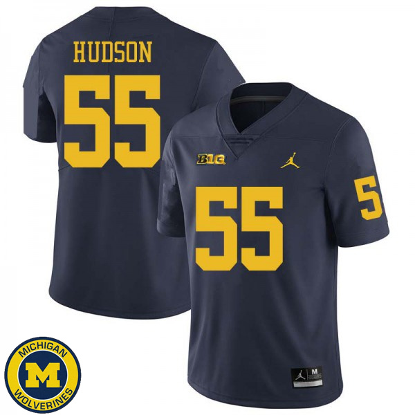 Men Michigan Wolverines #55 James Hudson Navy Jordan Brand Official Game Jersey